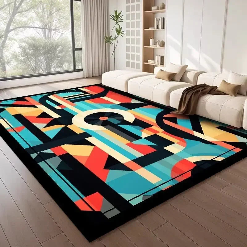 Tapis salon nordique géométrique luxe