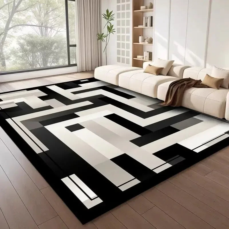 Tapis salon nordique géométrique luxe