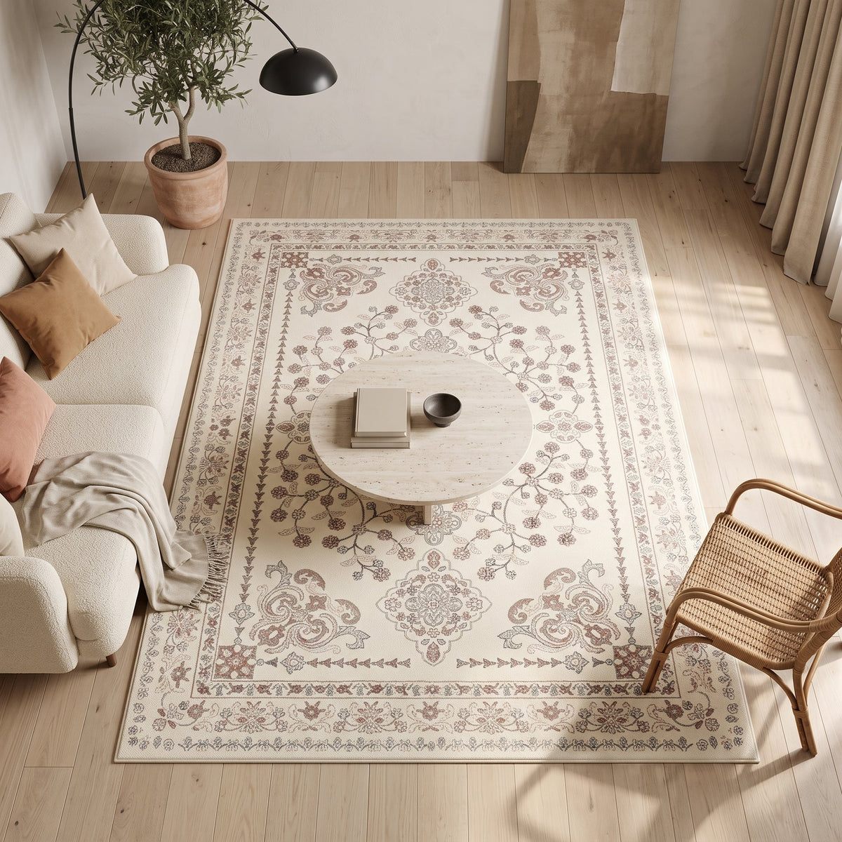 Tapis Persan Rétro Français Anouk N°4 en situation, vue en plongée