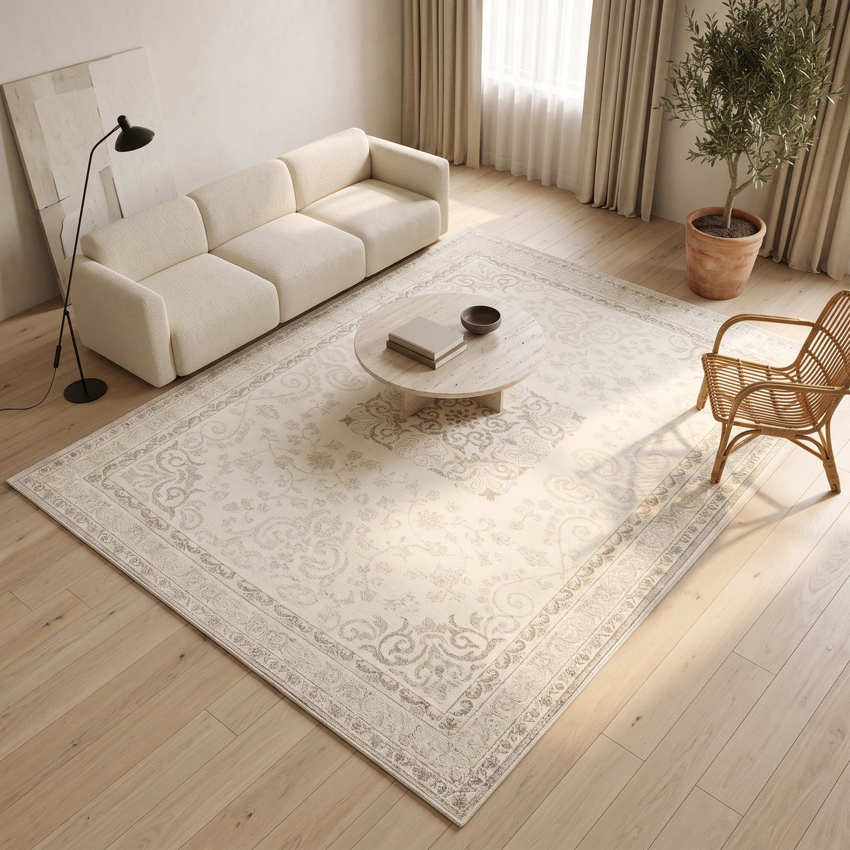 Tapis Persan Rétro Français Anouk N°5 en situation, vue en plongée