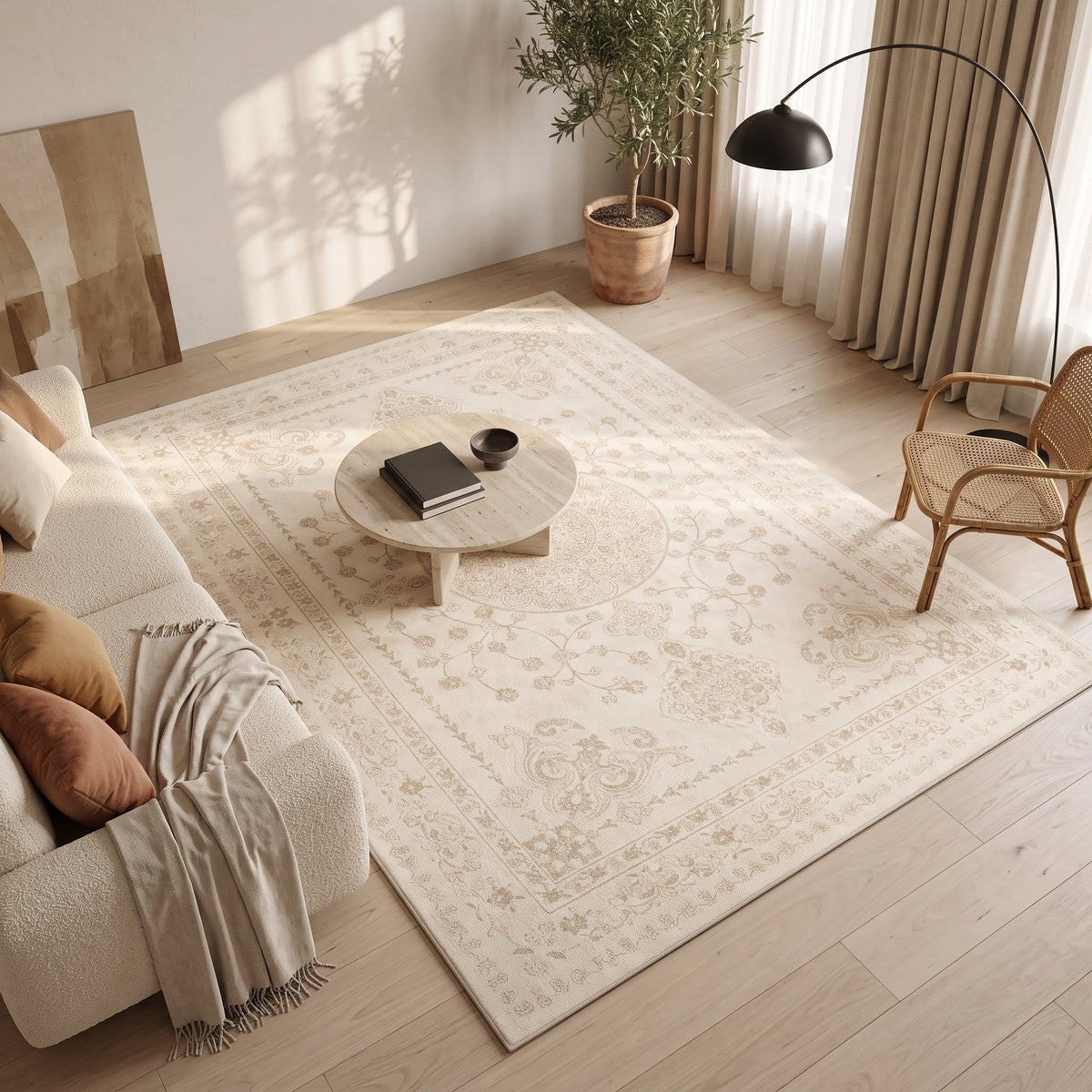 Tapis Persan Rétro Français Anouk N°7 en situation, vue en plongée