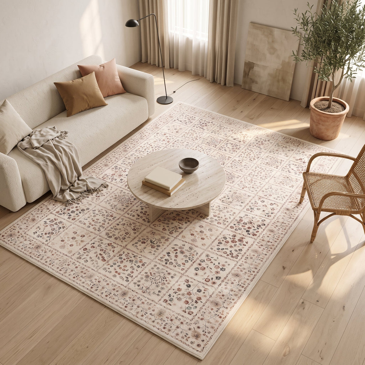 Tapis Persan Rétro Français Anouk N°10 en situation, vue en plongée