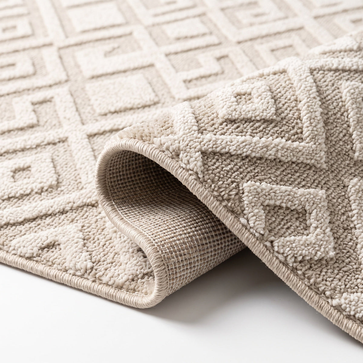 Détail du bord et de l'envers, coloris Losange Beige