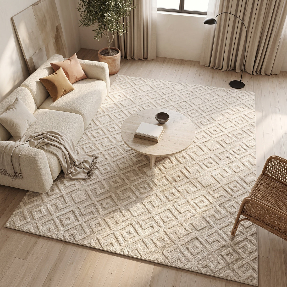 Tapis Genevieve en situation, vue en plongée