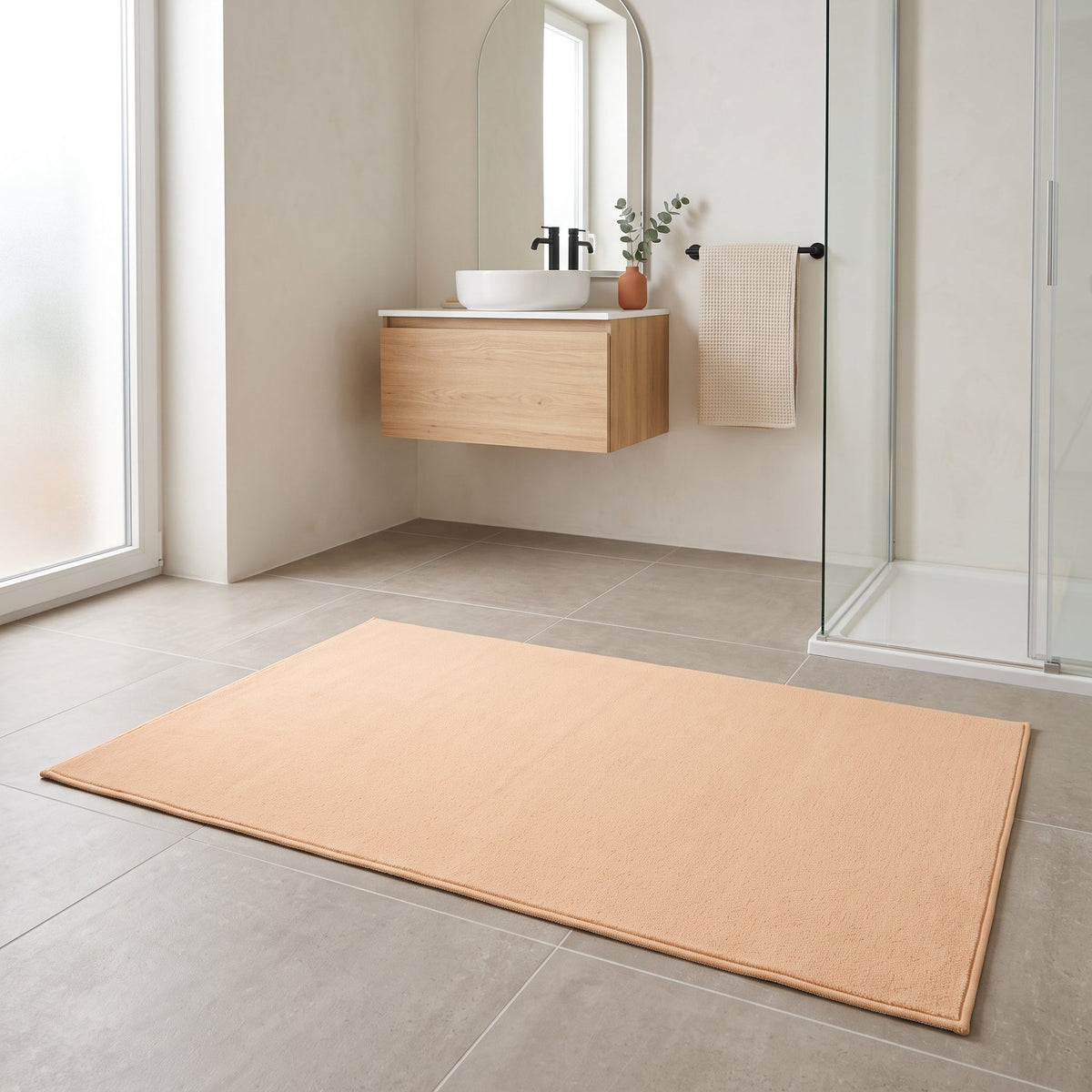 Tapis de Bain Antidérapant Absorbant Abricot en situation