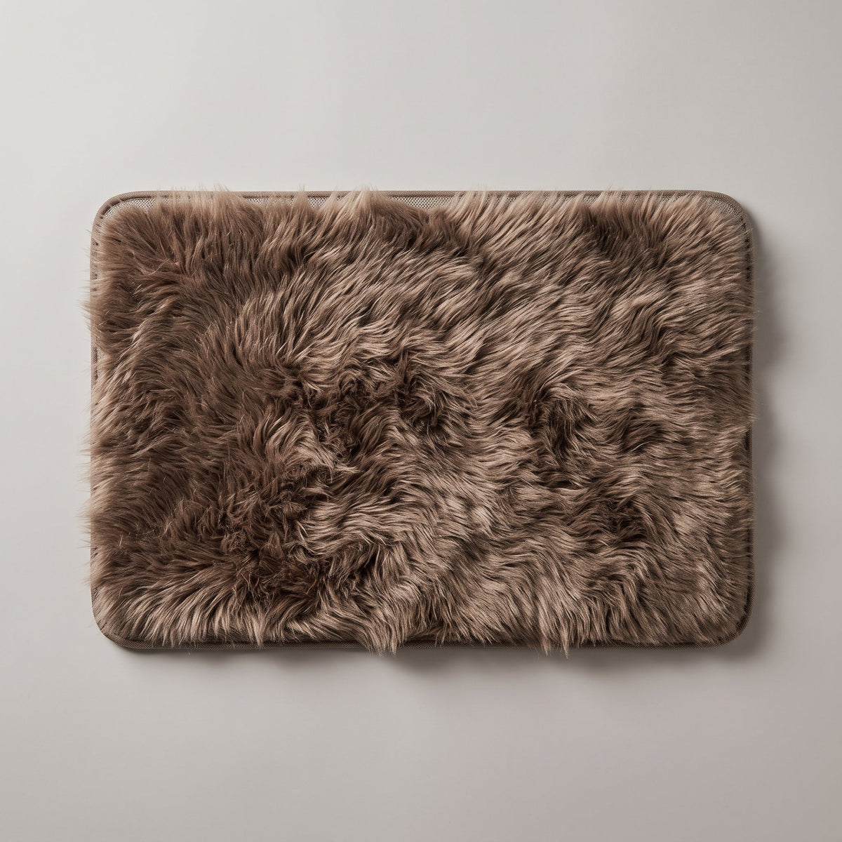 Tapis de Bain Fausse Fourrure Moelleux Café vu du dessus
