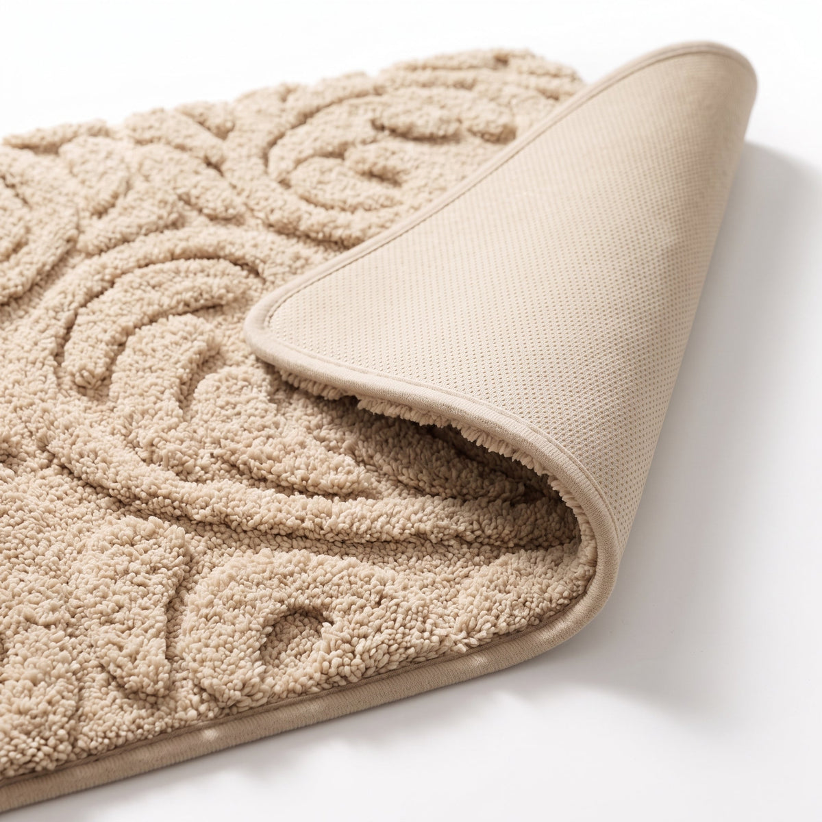 Détail du bord et de l'envers antidérapant, coloris beige