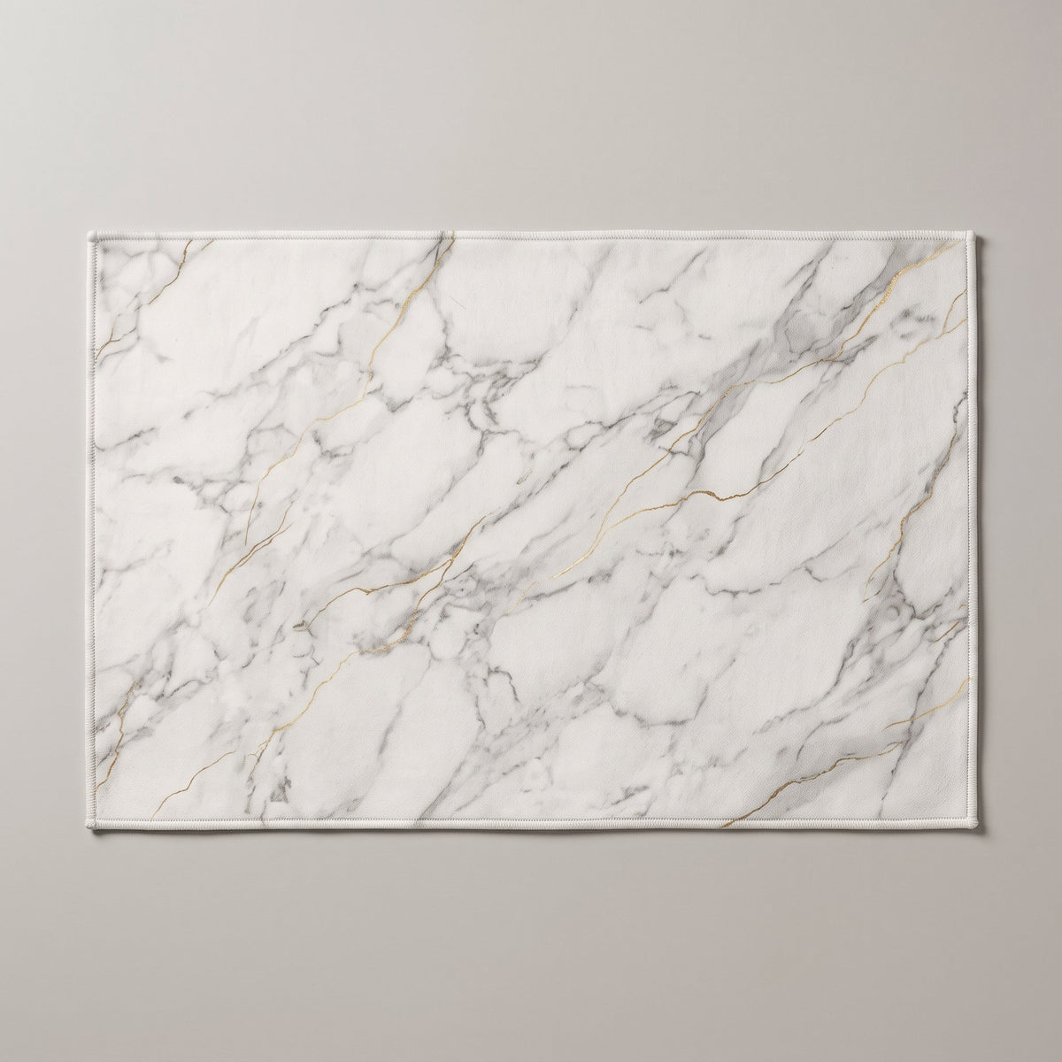 Tapis de Bain Marbre Nordique Blanc Doré vu du dessus