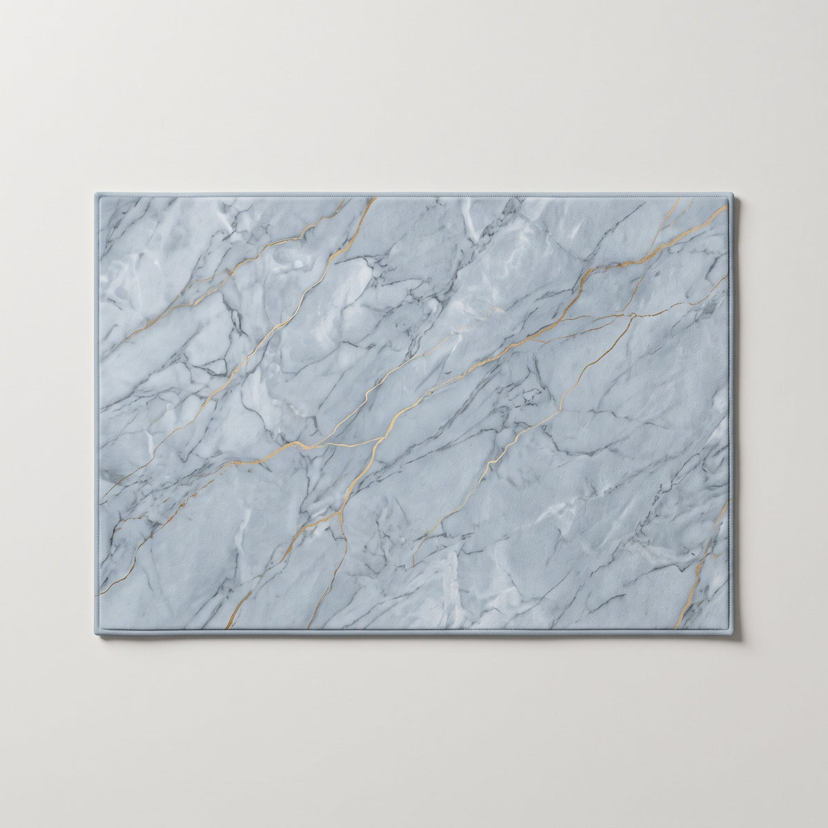 Tapis de Bain Marbre Nordique Bleu Émeraude vu du dessus