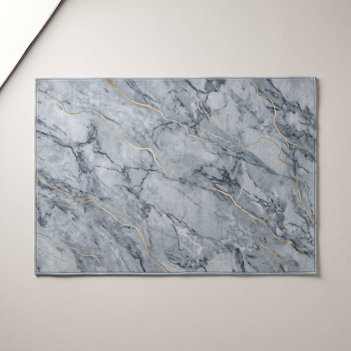 Tapis de Bain Marbre Nordique Bleu Gris vu du dessus