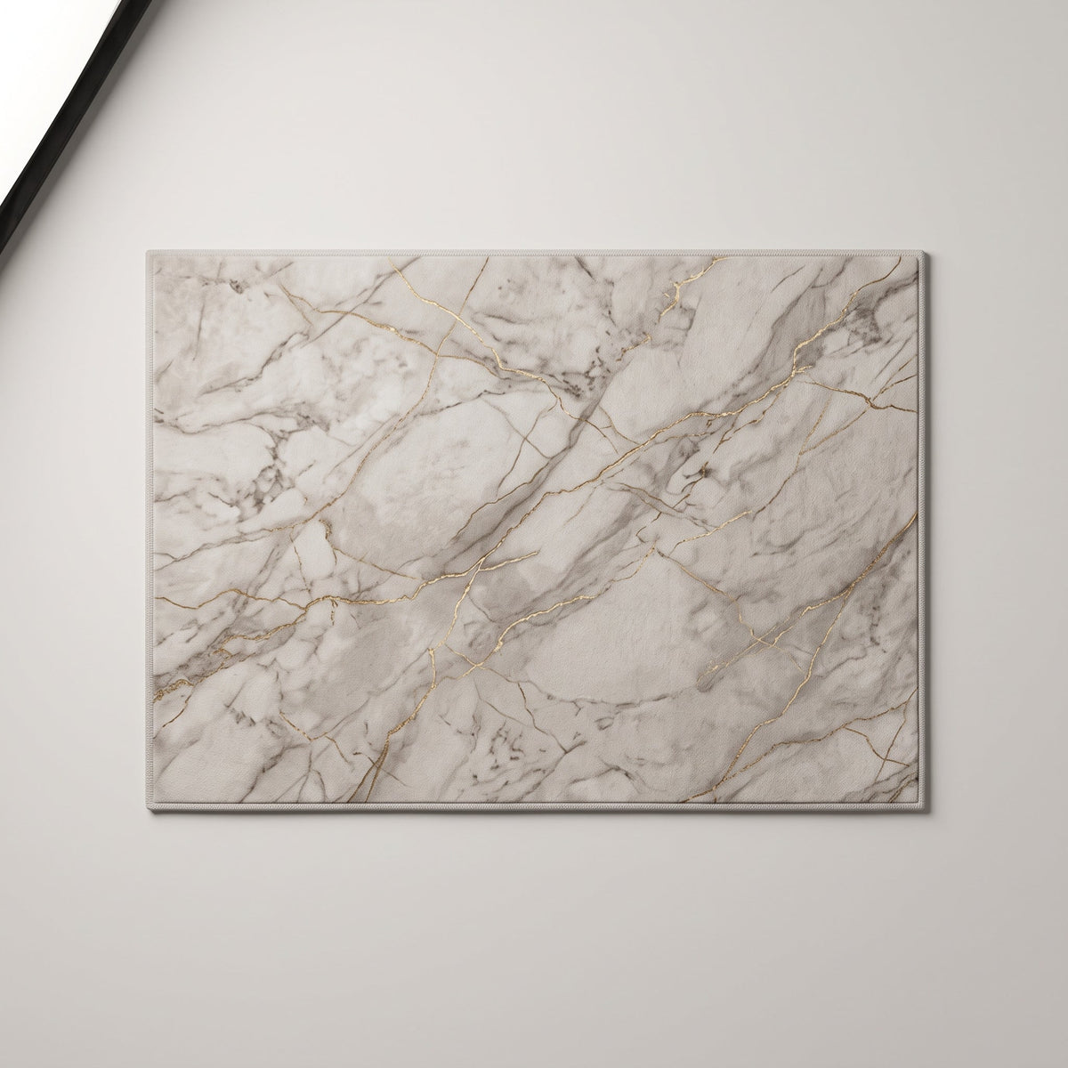 Tapis de Bain Marbre Nordique Gris Doré vu du dessus