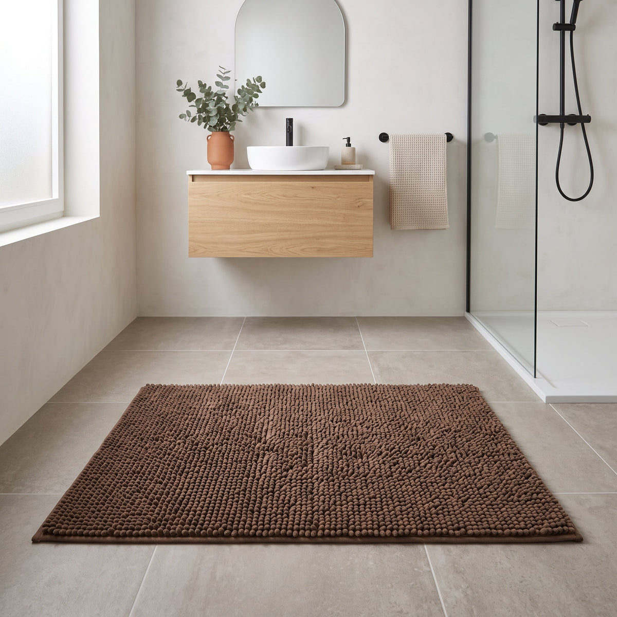 Tapis de Bain Microfibre Café en situation