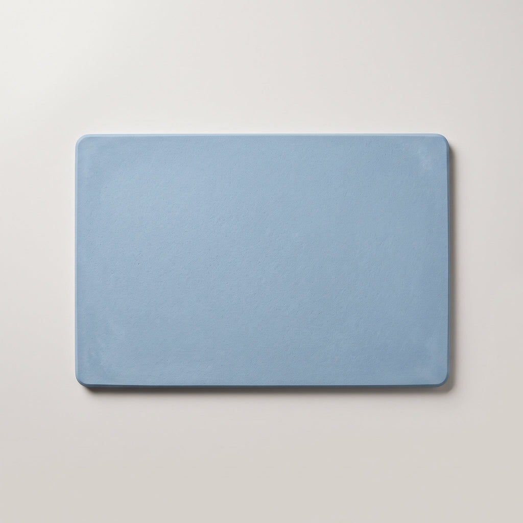 Tapis de Bain Terre de Diatomées Bleu Insignes vu du dessus, à plat