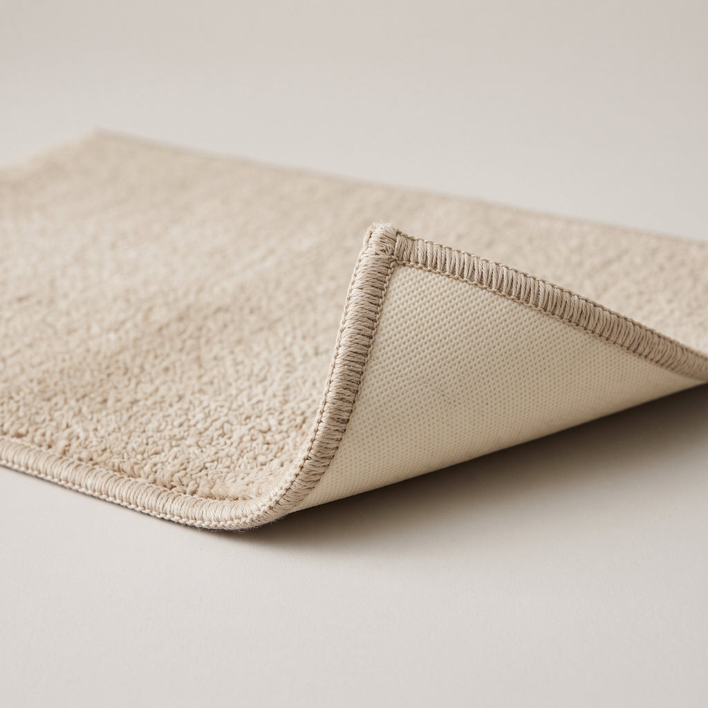 Détail du bord du Tapis de Salle de Bain Lin Naturel