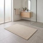 Tapis de Salle de Bain Lin Naturel Absorbant Doux en situation, vue en plongée