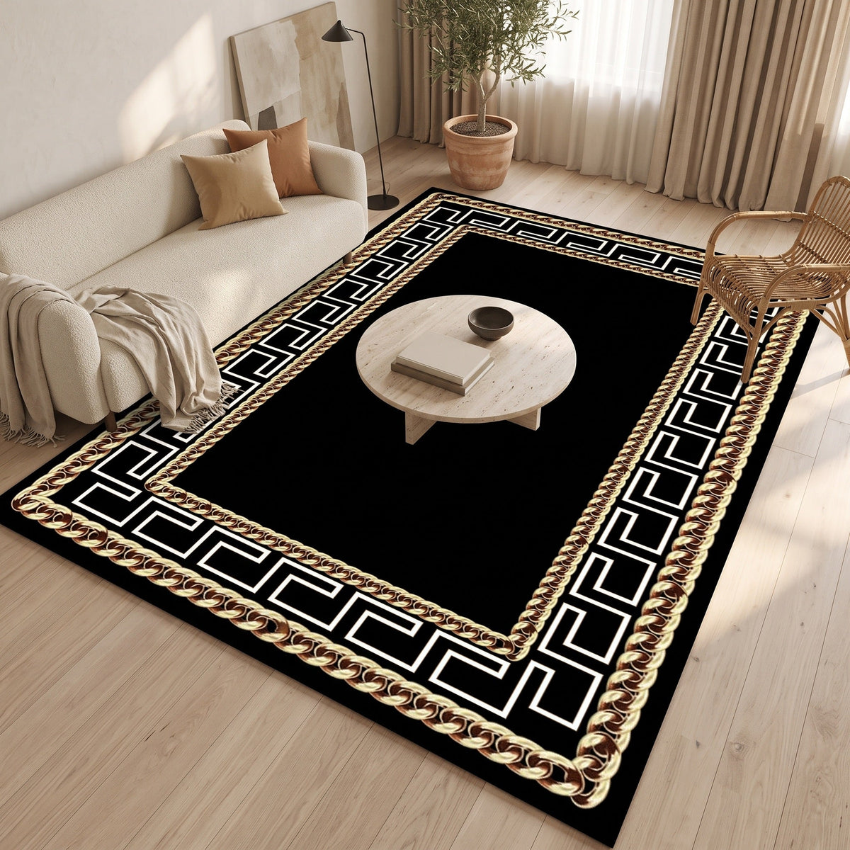 Tapis Salon Géométrique Cerise