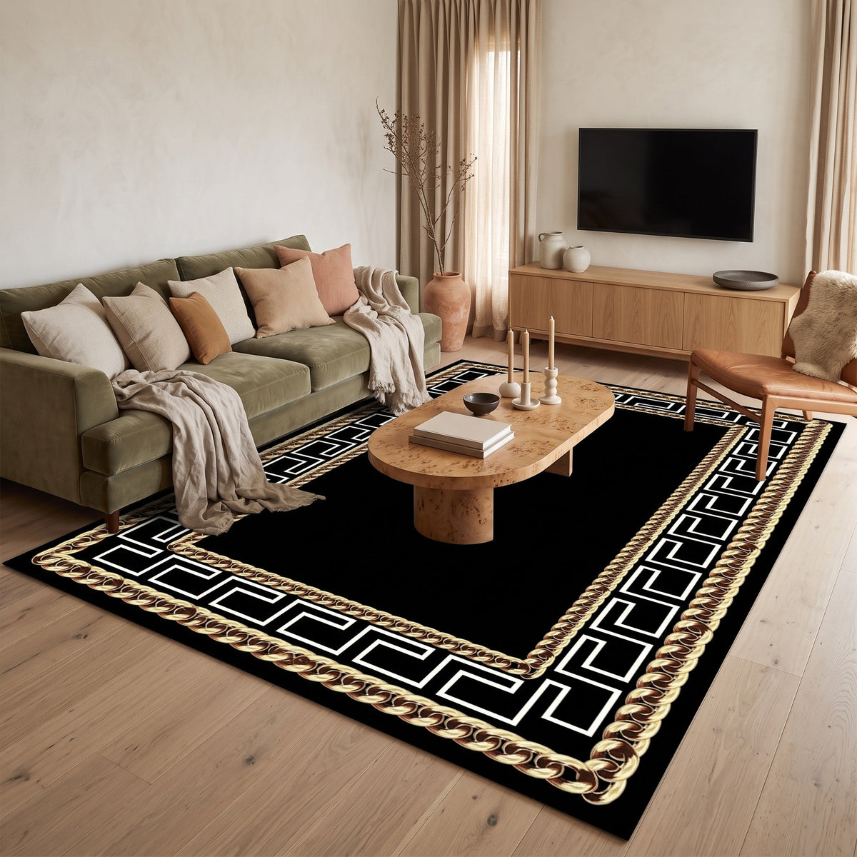 Tapis Salon Géométrique Cerise