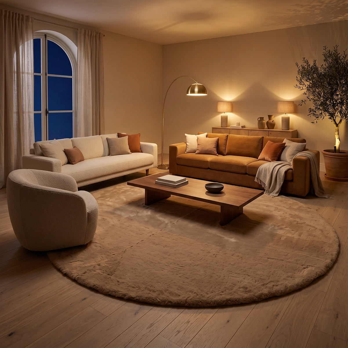 Tapis Salon Rond Marguerite