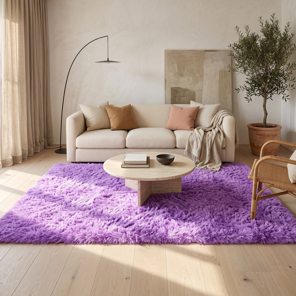 Tapis Salon Shaggy Lilas