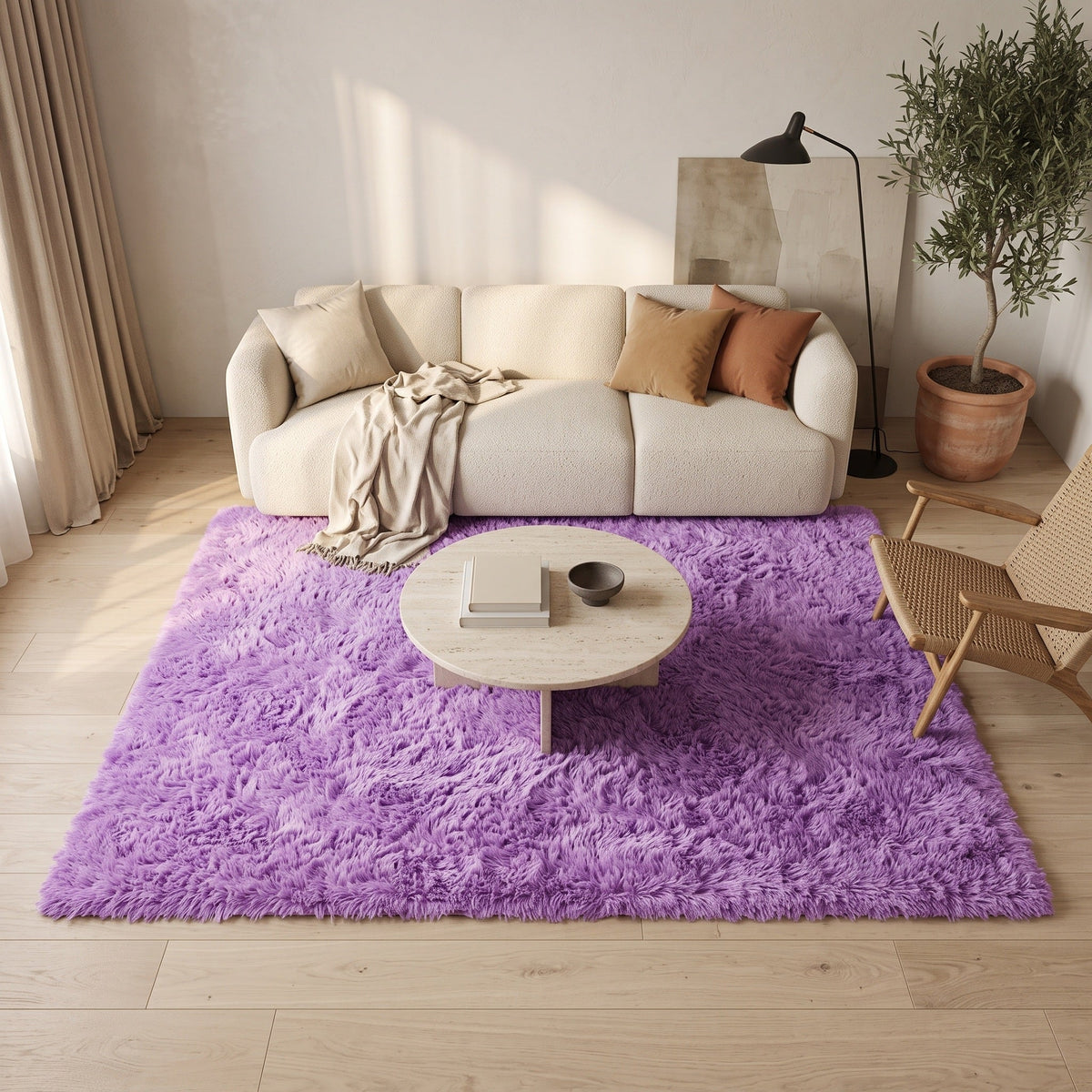 Tapis Salon Shaggy Lilas