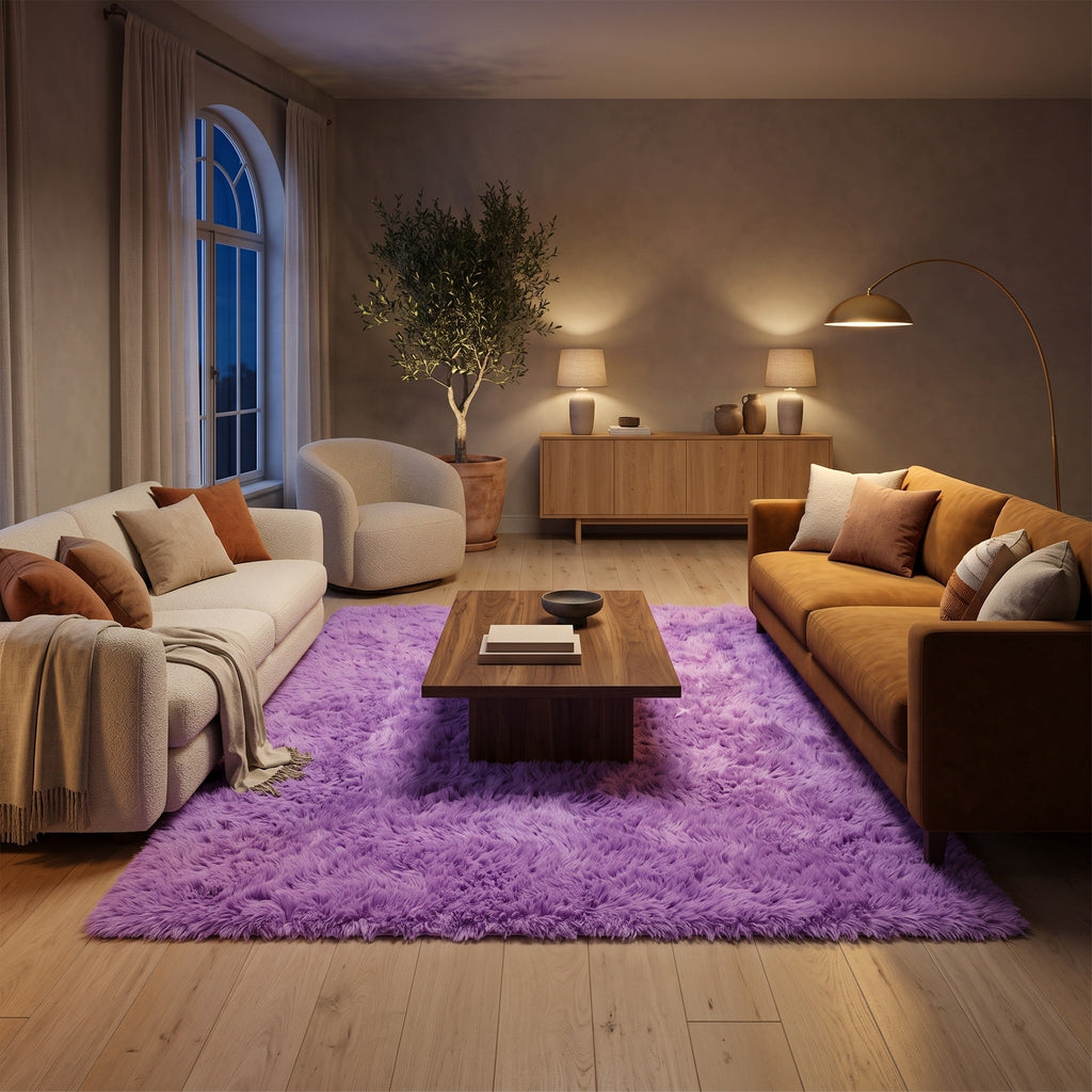 Tapis Salon Shaggy Lilas